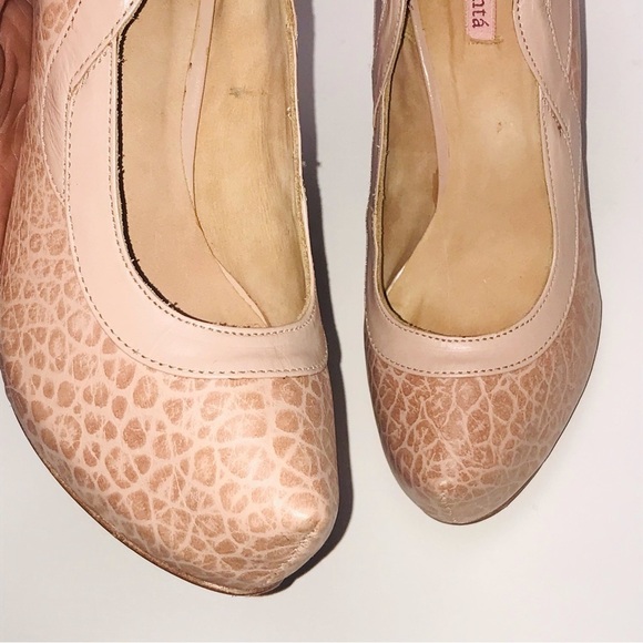 Samanta pink snakeskin print heels leather sz8 wide formal wedding casual boho - Picture 8 of 16